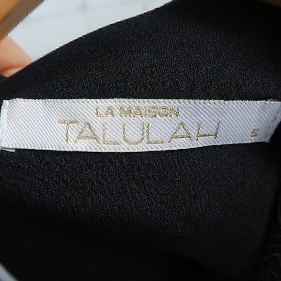 LA MAISON TALULAH BLACK V NECK LONG LACE SLEEVE PARTY EVENT WEDDING DRESS - Picture 3 of 12